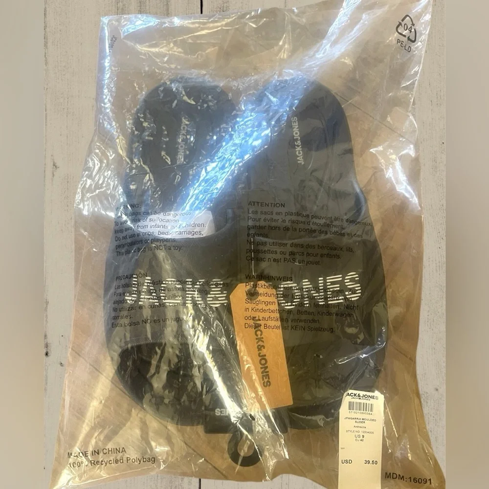 Jack & Jones Mens Slide Black Size US 9 / EU 42 Anthracite NWT